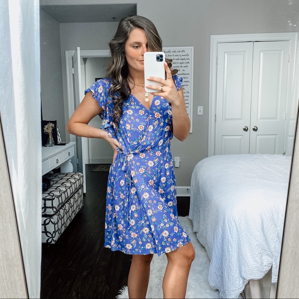 Xhilaration Wrap Dress Extra Large Blue Floral